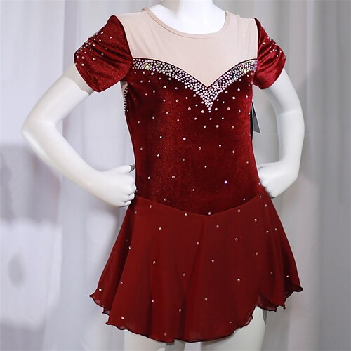 Figure Skating Dress Women's Girls' Ice Skating Dress Burgundy High Elasticity Training Competition Skating Wear Crystal / Rhinestone Short Sleeve Ice Skating Figure Skating / Winter
Figure Skating Dress Women's Girls' Ice Skating Dress Burgundy High Elasticity Training Competition Skating Wear Crystal / Rhinestone Short Sleeve Ice Skating Figure Skating / Winter