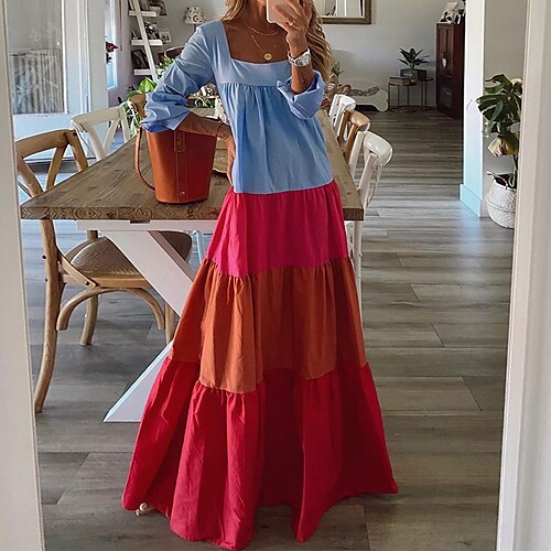 Women's A Line Dress Swing Dress Maxi long Dress White Blue Long Sleeve Color Block Ruffle Fall Winter Square Neck Casual Vacation Boho 2022 S M L XL
Women's A Line Dress Swing Dress Maxi long Dress White Blue Long Sleeve Color Block Ruffle Fall Winter Square Neck Casual Vacation Boho 2022 S M L XL