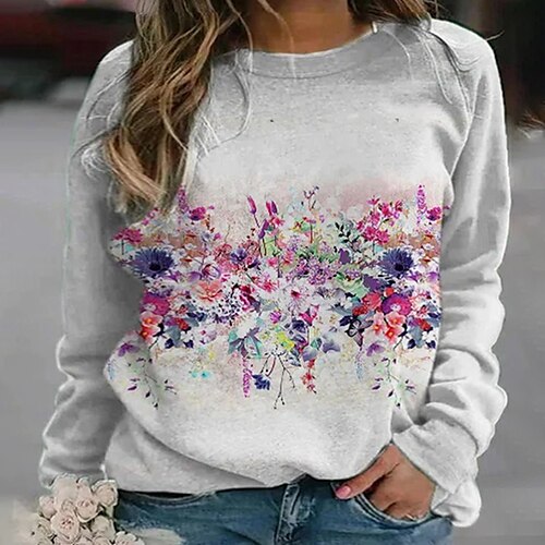 Women's Plus Size Tops Pullover Sweatshirt Floral Print Long Sleeve Crewneck Streetwear Daily Vacation Polyester Fall Winter White Purple
Women's Plus Size Tops Pullover Sweatshirt Floral Print Long Sleeve Crewneck Streetwear Daily Vacation Polyester Fall Winter White Purple