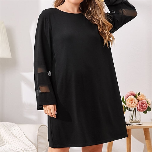 Women's Plus Size Casual Dress Solid Color Crew Neck Long Sleeve Fall Winter Basic Casual Short Mini Dress Causal Daily Dress / T Shirt Dress Tee Dress
Women's Plus Size Casual Dress Solid Color Crew Neck Long Sleeve Fall Winter Basic Casual Short Mini Dress Causal Daily Dress / T Shirt Dress Tee Dress