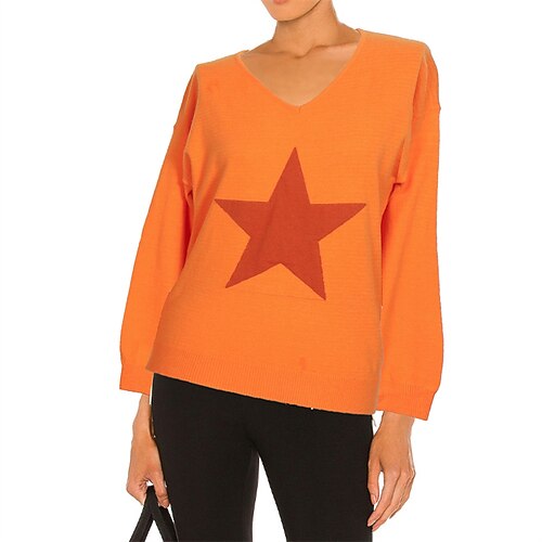 Women's Pullover Sweater Jumper Ribbed Knit Knitted Star Crew Neck Stylish Casual Daily Going out Fall Winter Orange S M L / Long Sleeve
Women's Pullover Sweater Jumper Ribbed Knit Knitted Star Crew Neck Stylish Casual Daily Going out Fall Winter Orange S M L / Long Sleeve