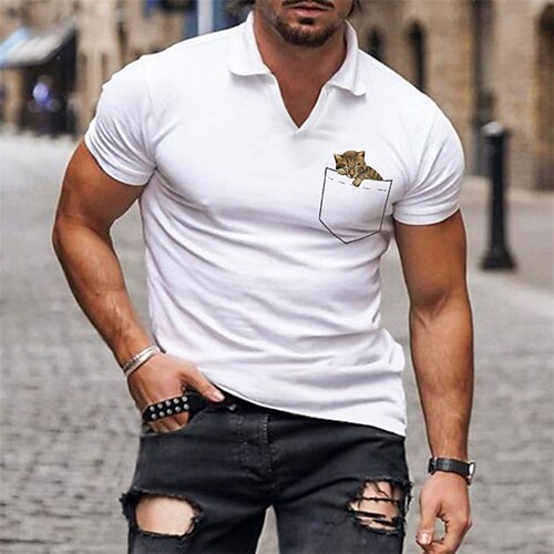 Men's T shirt Tee Graphic Cat Turndown White Street Sports Short Sleeve Print Clothing Apparel Fashion Designer Casual Comfortable / Summer / Summer
Men's T shirt Tee Graphic Cat Turndown White Street Sports Short Sleeve Print Clothing Apparel Fashion Designer Casual Comfortable / Summer / Summer