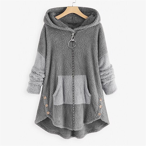 Women's Plus Size Teddy Coat Pocket Zip Up Plain Vacation Going out Long Sleeve Hooded Regular Fall Winter Green Gray Pink L XL XXL 3XL 4XL
Women's Plus Size Teddy Coat Pocket Zip Up Plain Vacation Going out Long Sleeve Hooded Regular Fall Winter Green Gray Pink L XL XXL 3XL 4XL