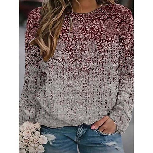 Women's Plus Size Tops Pullover Sweatshirt Floral Print Long Sleeve Round Neck Streetwear Daily Vacation Polyester Fall Winter Wine
Women's Plus Size Tops Pullover Sweatshirt Floral Print Long Sleeve Round Neck Streetwear Daily Vacation Polyester Fall Winter Wine