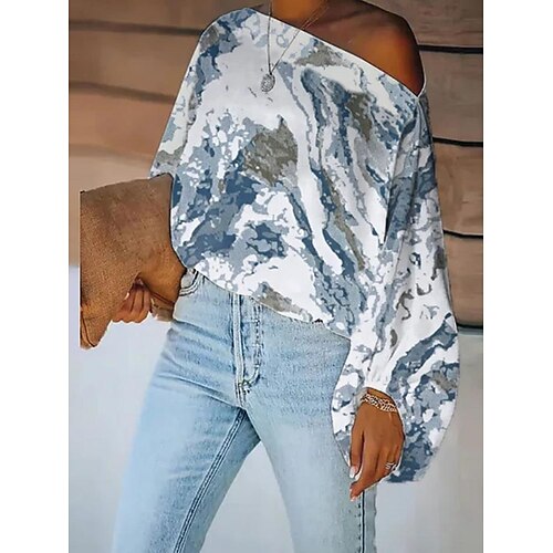 Women's Blouse Shirt Blue Graphic Abstract Print Long Sleeve Daily Weekend Streetwear Casual Off Shoulder Regular S / 3D Print
Women's Blouse Shirt Blue Graphic Abstract Print Long Sleeve Daily Weekend Streetwear Casual Off Shoulder Regular S / 3D Print