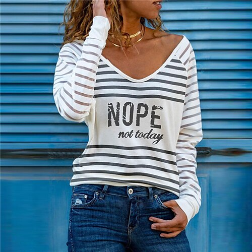 Women's T shirt Tee Striped Color Block Casual Weekend T shirt Tee Long Sleeve Print V Neck Basic White Blue Gray S
Women's T shirt Tee Striped Color Block Casual Weekend T shirt Tee Long Sleeve Print V Neck Basic White Blue Gray S