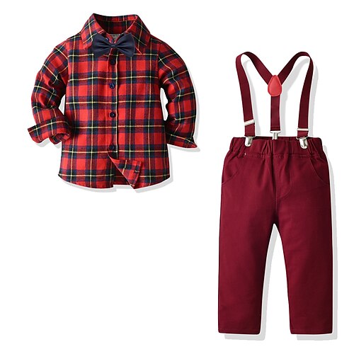 2 Pieces Kids Boys Shirt & Pants Clothing Set Outfit Plaid Long Sleeve Cotton Set Gentle Fall Spring 2-6 Years Red
2 Pieces Kids Boys Shirt & Pants Clothing Set Outfit Plaid Long Sleeve Cotton Set Gentle Fall Spring 2-6 Years Red
