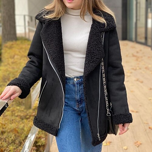 Women's Sherpa jacket Windproof Warm Outdoor Street Going out Walking Zipper Pocket Zipper Lapel Simple Oversized Street Style Solid Color Regular Fit Outerwear Long Sleeve Winter Fall Black S M L XL
Women's Sherpa jacket Windproof Warm Outdoor Street Going out Walking Zipper Pocket Zipper Lapel Simple Oversized Street Style Solid Color Regular Fit Outerwear Long Sleeve Winter Fall Black S M L XL