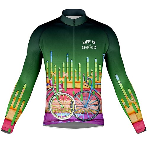 21Grams Men's Cycling Jersey Long Sleeve Bike Top with 3 Rear Pockets Mountain Bike MTB Road Bike Cycling Breathable Quick Dry Moisture Wicking Reflective Strips Green Graphic Polyester Spandex Sports
21Grams Men's Cycling Jersey Long Sleeve Bike Top with 3 Rear Pockets Mountain Bike MTB Road Bike Cycling Breathable Quick Dry Moisture Wicking Reflective Strips Green Graphic Polyester Spandex Sports