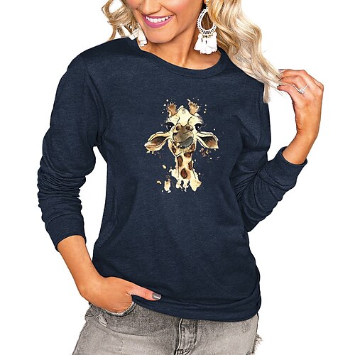 Women's T shirt Tee Graphic Giraffe Casual Daily Holiday T shirt Tee Long Sleeve Print Round Neck Basic Green Black Blue S
Women's T shirt Tee Graphic Giraffe Casual Daily Holiday T shirt Tee Long Sleeve Print Round Neck Basic Green Black Blue S