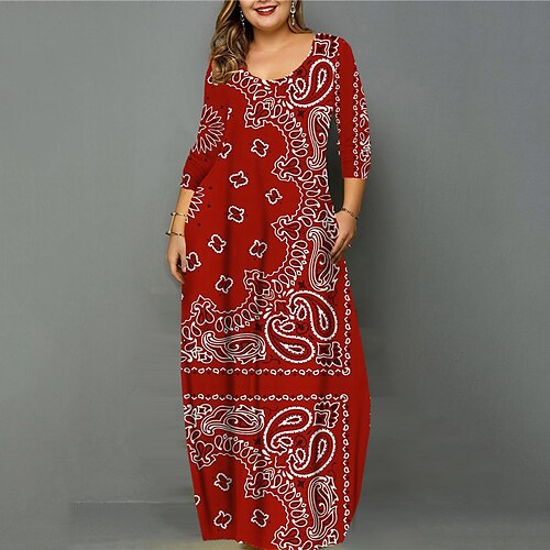 Women's Plus Size Casual Dress Floral U Neck Long Sleeve Fall Winter Casual Vintage Maxi long Dress Causal Daily Dress / 3D Print
Women's Plus Size Casual Dress Floral U Neck Long Sleeve Fall Winter Casual Vintage Maxi long Dress Causal Daily Dress / 3D Print