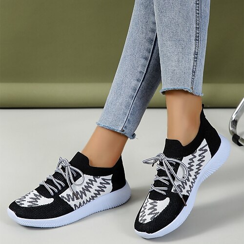 Women's Sneakers Flyknit Shoes Winter Flat Heel Round Toe Tissage Volant Lace-up Black
Women's Sneakers Flyknit Shoes Winter Flat Heel Round Toe Tissage Volant Lace-up Black