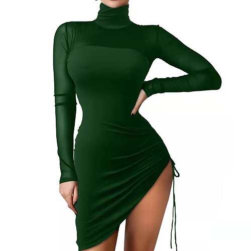 Women's Party Dress Sheath Dress Short Mini Dress Green Black Long Sleeve Pure Color Split Lace Patchwork Fall Winter Turtleneck Party Stylish 2022 S M L XL XXL
Women's Party Dress Sheath Dress Short Mini Dress Green Black Long Sleeve Pure Color Split Lace Patchwork Fall Winter Turtleneck Party Stylish 2022 S M L XL XXL