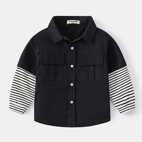 Kids Boys Shirt Long Sleeve Stripe Black Gray Children Tops Fall Winter Fashion Cool School Daily Regular Fit 2-8 Years
Kids Boys Shirt Long Sleeve Stripe Black Gray Children Tops Fall Winter Fashion Cool School Daily Regular Fit 2-8 Years