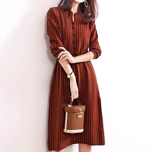 Women's Blazer Dress Shift Dress Knee Length Dress Black Army Green Brown Long Sleeve Striped Button Print Fall Winter Stand Collar Modern Mature Loose 2022 One-Size
Women's Blazer Dress Shift Dress Knee Length Dress Black Army Green Brown Long Sleeve Striped Button Print Fall Winter Stand Collar Modern Mature Loose 2022 One-Size