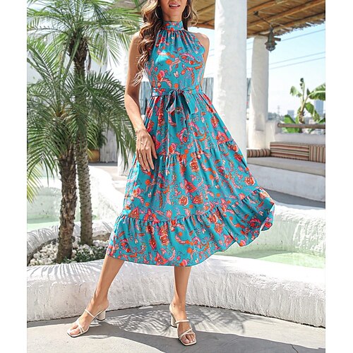 Women's Swing Dress Floral Dress Midi Dress White Blue Pink Sleeveless Floral Lace up Print Fall Spring High Neck Vacation Fashion Modern 2022 S M L XL / Summer
Women's Swing Dress Floral Dress Midi Dress White Blue Pink Sleeveless Floral Lace up Print Fall Spring High Neck Vacation Fashion Modern 2022 S M L XL / Summer