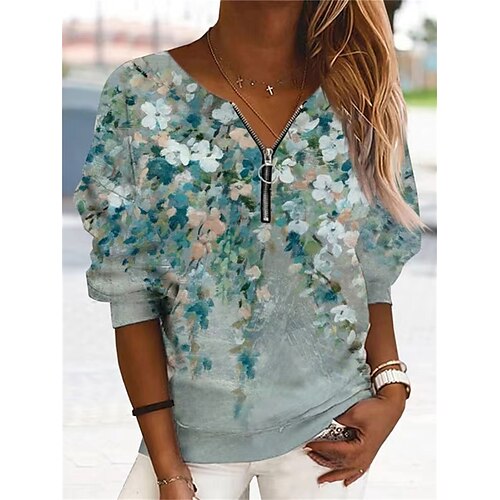 Women's Pullover Quarter Zipper Hoodie V Neck Floral Print Casual Daily 3D Print Cotton Casual Clothing Apparel Hoodies Sweatshirts Loose Fit Green
Women's Pullover Quarter Zipper Hoodie V Neck Floral Print Casual Daily 3D Print Cotton Casual Clothing Apparel Hoodies Sweatshirts Loose Fit Green