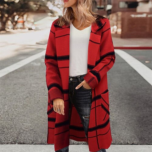Women's Cardigan Sweater Jumper Crochet Knit Tunic Pocket Knitted Plaid Shirt Collar Stylish Casual Daily Holiday Fall Winter Black Gray S M L / Long Sleeve / Going out / Loose
Women's Cardigan Sweater Jumper Crochet Knit Tunic Pocket Knitted Plaid Shirt Collar Stylish Casual Daily Holiday Fall Winter Black Gray S M L / Long Sleeve / Going out / Loose