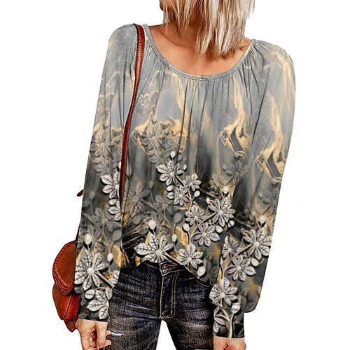 Women's T shirt Tee Purple Yellow Orange Floral Print Long Sleeve Holiday Weekend Basic Round Neck Regular Floral Painting S / 3D Print
Women's T shirt Tee Purple Yellow Orange Floral Print Long Sleeve Holiday Weekend Basic Round Neck Regular Floral Painting S / 3D Print