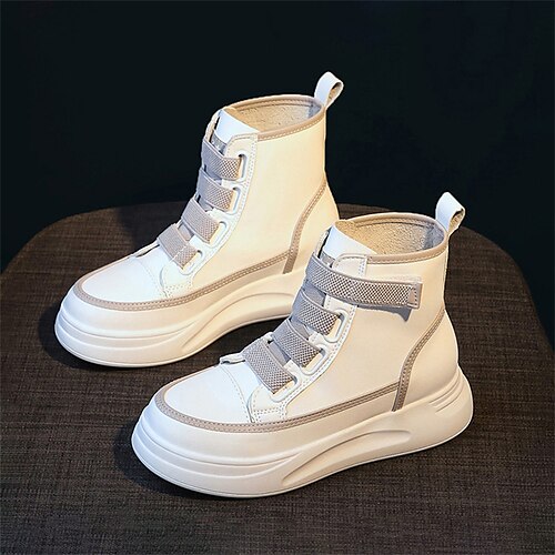 Women's Sneakers Daily Height Increasing Shoes Platform Sneakers White Shoes Hidden Heel Round Toe Casual Sweet Walking Shoes Cowhide Magic Tape Color Block Black White
Women's Sneakers Daily Height Increasing Shoes Platform Sneakers White Shoes Hidden Heel Round Toe Casual Sweet Walking Shoes Cowhide Magic Tape Color Block Black White
