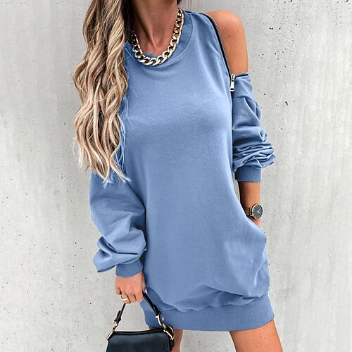 Women's Hoodie Dress Shift Dress Short Mini Dress Black Gray Light Green Khaki Light Blue Long Sleeve Pure Color Zipper Pocket Fall Winter Round Neck Casual Loose 2022 S M L XL
Women's Hoodie Dress Shift Dress Short Mini Dress Black Gray Light Green Khaki Light Blue Long Sleeve Pure Color Zipper Pocket Fall Winter Round Neck Casual Loose 2022 S M L XL