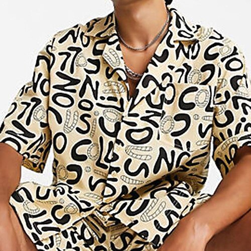 Men's Shirt 3D Print Letter Turndown Street Casual Button-Down Print Short Sleeve Tops Casual Fashion Breathable Beige / Summer
Men's Shirt 3D Print Letter Turndown Street Casual Button-Down Print Short Sleeve Tops Casual Fashion Breathable Beige / Summer