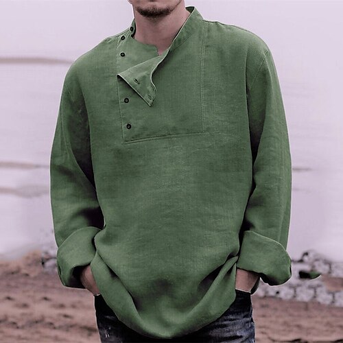 Men's Shirt Solid Color Stand Collar Green Long Sleeve Street Daily Button-Down Tops Simple Casual Comfortable
Men's Shirt Solid Color Stand Collar Green Long Sleeve Street Daily Button-Down Tops Simple Casual Comfortable