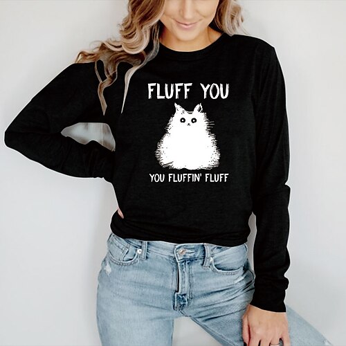 Women's T shirt Tee Green Blue Yellow Graphic Letter Print Long Sleeve Casual Daily Basic Round Neck Regular Cotton Cat S
Women's T shirt Tee Green Blue Yellow Graphic Letter Print Long Sleeve Casual Daily Basic Round Neck Regular Cotton Cat S