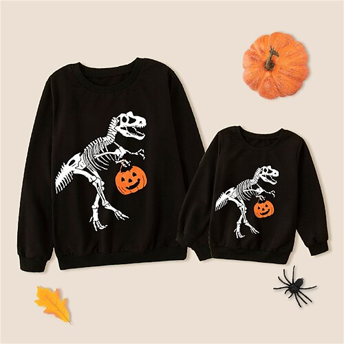Dad and Son Halloween Sweatshirt Pumpkin Dinosaur Print Black Long Sleeve Daily Matching Outfits / Spring / Fall
Dad and Son Halloween Sweatshirt Pumpkin Dinosaur Print Black Long Sleeve Daily Matching Outfits / Spring / Fall