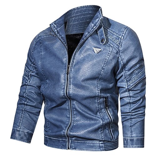 Men's Faux Leather Jacket Biker Jacket Motorcycle Jacket Thermal Warm Windproof Rain Waterproof Street Daily Holiday Zipper Stand Collar Traditional / Vintage Classic & Timeless Casual Daily Jacket
Men's Faux Leather Jacket Biker Jacket Motorcycle Jacket Thermal Warm Windproof Rain Waterproof Street Daily Holiday Zipper Stand Collar Traditional / Vintage Classic & Timeless Casual Daily Jacket