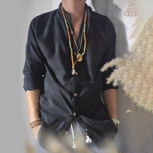 Men's Shirt Solid Color Stand Collar Black Long Sleeve Street Daily Button-Down Tops Fashion Casual Comfortable
Men's Shirt Solid Color Stand Collar Black Long Sleeve Street Daily Button-Down Tops Fashion Casual Comfortable