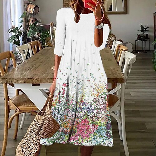Women's Casual Dress Shift Dress Midi Dress White 3/4 Length Sleeve Floral Ruched Print Fall Spring Round Neck Casual Vacation 2022 S M L XL XXL 3XL
Women's Casual Dress Shift Dress Midi Dress White 3/4 Length Sleeve Floral Ruched Print Fall Spring Round Neck Casual Vacation 2022 S M L XL XXL 3XL