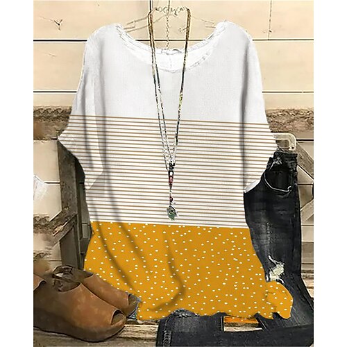 Women's Plus Size Tops Blouse Shirt Polka Dot Striped Print Half Sleeve Crewneck Streetwear Daily Sports Cotton Spandex Jersey Spring Summer Black Pink
Women's Plus Size Tops Blouse Shirt Polka Dot Striped Print Half Sleeve Crewneck Streetwear Daily Sports Cotton Spandex Jersey Spring Summer Black Pink