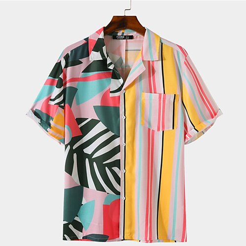 Men's Shirt 3D Print Striped Leaves Turndown Street Casual Button-Down Print Short Sleeves Tops Designer Casual Fashion Breathable Pink / Summer
Men's Shirt 3D Print Striped Leaves Turndown Street Casual Button-Down Print Short Sleeves Tops Designer Casual Fashion Breathable Pink / Summer