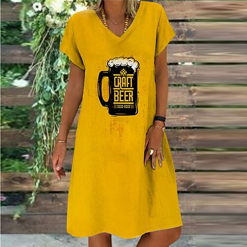 Women's Casual Dress Shift Dress Short Mini Dress Yellow Short Sleeve Print Letter Print Spring Summer V Neck Casual Vacation 2022 S M L XL XXL 3XL
Women's Casual Dress Shift Dress Short Mini Dress Yellow Short Sleeve Print Letter Print Spring Summer V Neck Casual Vacation 2022 S M L XL XXL 3XL