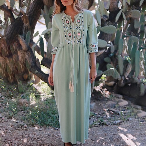 Women's Swing Dress Casual Dress Maxi long Dress Light Green Half Sleeve Print Ruched Print Fall Winter V Neck Stylish Casual 2022 S M L XL XXL 3XL
Women's Swing Dress Casual Dress Maxi long Dress Light Green Half Sleeve Print Ruched Print Fall Winter V Neck Stylish Casual 2022 S M L XL XXL 3XL