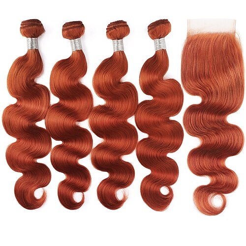 4 Bundles With Closure Hair Weaves Brazilian Hair Body Wave Human Hair Extensions Remy Human Hair Hair Weft with Closure 10-22 inch Orange Women Youth / Daily Wear
4 Bundles With Closure Hair Weaves Brazilian Hair Body Wave Human Hair Extensions Remy Human Hair Hair Weft with Closure 10-22 inch Orange Women Youth / Daily Wear