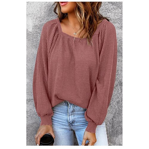 Women's Solid Color U-Neck Long Sleeve Loose Casual Basic Top Spring Fall Winter
Women's Solid Color U-Neck Long Sleeve Loose Casual Basic Top Spring Fall Winter