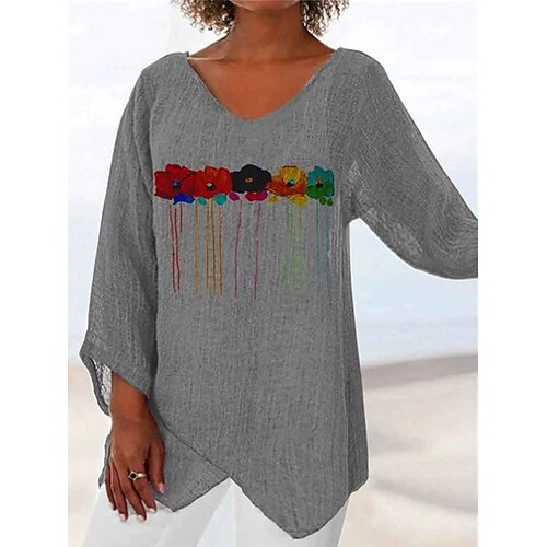 Women's Plus Size Tops Blouse Floral Print Long Sleeve V Neck Streetwear Daily Vacation Polyester Fall Spring Light Grey Dark Gray
Women's Plus Size Tops Blouse Floral Print Long Sleeve V Neck Streetwear Daily Vacation Polyester Fall Spring Light Grey Dark Gray