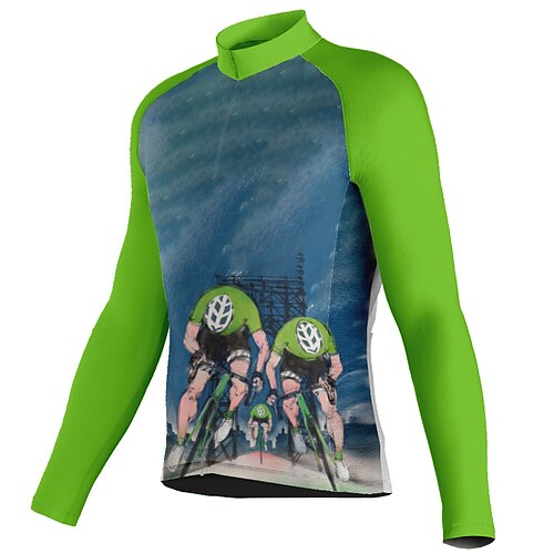 21Grams Men's Cycling Jersey Long Sleeve Bike Top with 3 Rear Pockets Mountain Bike MTB Road Bike Cycling Breathable Quick Dry Moisture Wicking Reflective Strips Green Graphic Polyester Spandex Sports
21Grams Men's Cycling Jersey Long Sleeve Bike Top with 3 Rear Pockets Mountain Bike MTB Road Bike Cycling Breathable Quick Dry Moisture Wicking Reflective Strips Green Graphic Polyester Spandex Sports