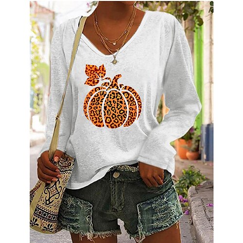 T shirt Tee Femme Vert Bleu Gris Potiron Imprimer Manches Longues Halloween Casual basique Halloween Col V Normal Coton Standard S
T shirt Tee Femme Vert Bleu Gris Potiron Imprimer Manches Longues Halloween Casual basique Halloween Col V Normal Coton Standard S