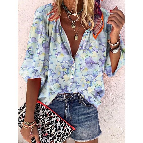 Women's Blouse Shirt Purple Floral Button Print Long Sleeve Holiday Weekend Streetwear Casual V Neck Regular Floral S / 3D Print
Women's Blouse Shirt Purple Floral Button Print Long Sleeve Holiday Weekend Streetwear Casual V Neck Regular Floral S / 3D Print