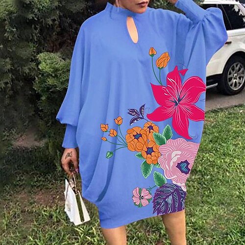 Women's Plus Size Casual Dress Floral Crew Neck Print Batwing Sleeve Long Sleeve Fall Spring Casual Knee Length Dress Daily Vacation Dress
Women's Plus Size Casual Dress Floral Crew Neck Print Batwing Sleeve Long Sleeve Fall Spring Casual Knee Length Dress Daily Vacation Dress