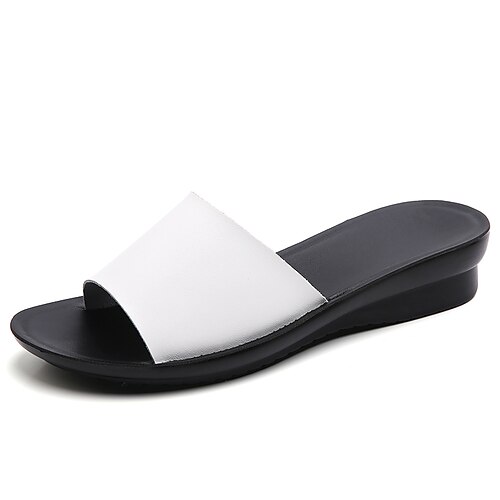 Women's Slippers Work Daily Outdoor Slippers Summer Wedge Heel Round Toe Casual Sweet Walking Shoes PU Leather Loafer Black Beige White
Women's Slippers Work Daily Outdoor Slippers Summer Wedge Heel Round Toe Casual Sweet Walking Shoes PU Leather Loafer Black Beige White