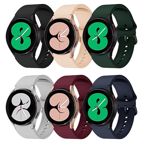 

6 PCS Smart Watch Band for Samsung Galaxy Watch 5 40/44MM Watch 5 Pro 45MM Watch 4 Classic 42/46mm Watch 4 40/44mm Watch 3 41mm Watch 42mm 20mm Silicone Smartwatch Strap Waterproof Adjustable