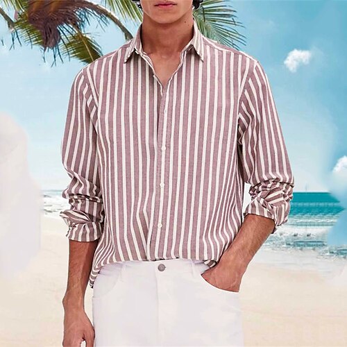 Men's Shirt Striped Turndown Wine Light Blue Daily Holiday Long Sleeve Button-Down Clothing Apparel Cotton Fashion Lightweight Casual Comfortable / Spring / Beach
Men's Shirt Striped Turndown Wine Light Blue Daily Holiday Long Sleeve Button-Down Clothing Apparel Cotton Fashion Lightweight Casual Comfortable / Spring / Beach