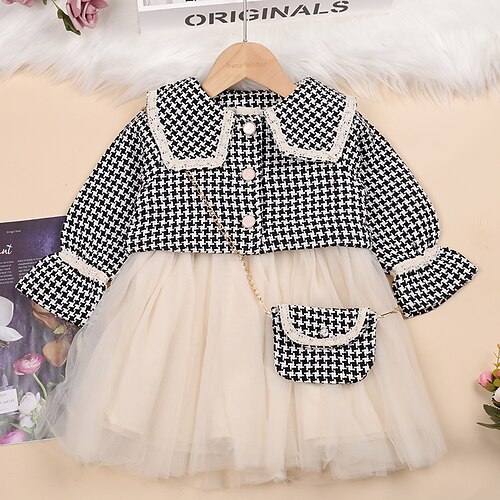 Kids Toddler Girls' SkirtSet Clothing Set 3 Pieces Long Sleeve Black Blue Houndstooth Mesh Patchwork Party Fashion Cute 2-6 Years / Fall / Winter / Spring
Kids Toddler Girls' SkirtSet Clothing Set 3 Pieces Long Sleeve Black Blue Houndstooth Mesh Patchwork Party Fashion Cute 2-6 Years / Fall / Winter / Spring