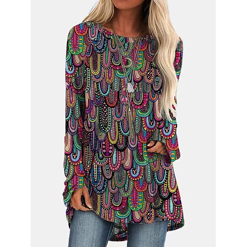 Women's T shirt Tee Red Geometric Print Long Sleeve Casual Daily Basic Round Neck Regular Geometric S / 3D Print
Women's T shirt Tee Red Geometric Print Long Sleeve Casual Daily Basic Round Neck Regular Geometric S / 3D Print
