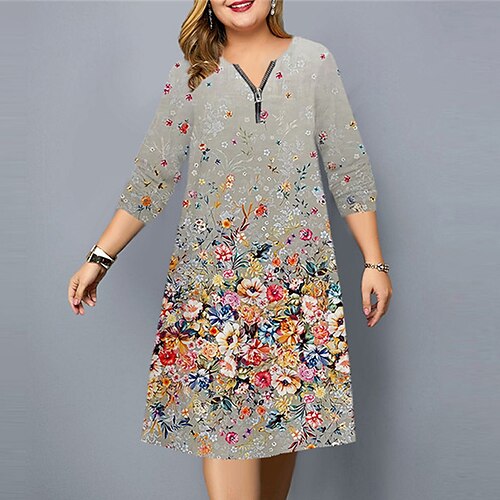 Women's Plus Size A Line Dress Floral V Neck Long Sleeve Fall Winter Casual Knee Length Dress Daily Vacation Dress
Women's Plus Size A Line Dress Floral V Neck Long Sleeve Fall Winter Casual Knee Length Dress Daily Vacation Dress