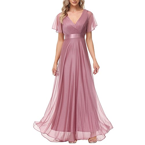 Linea-A Vestiti da sera Stile impero Vestito Invitati del matrimonio Lungo Manica corta A V Tulle con Con ruche Con balze 2023
Linea-A Vestiti da sera Stile impero Vestito Invitati del matrimonio Lungo Manica corta A V Tulle con Con ruche Con balze 2023